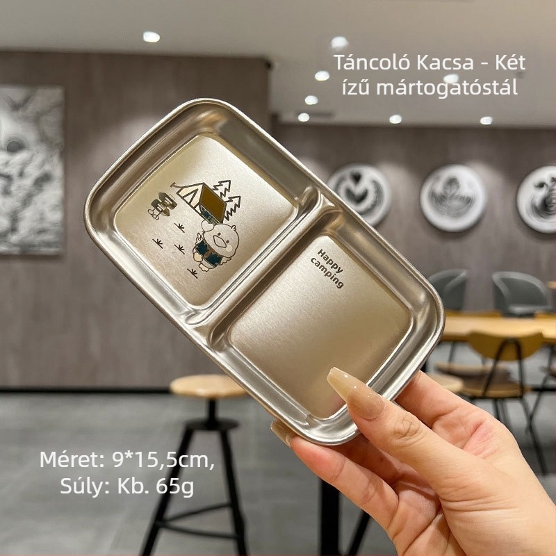 304 rozsdamentes acélból készült osztott mártásos tál, négyszögletes, grillhez és hot pot-hoz