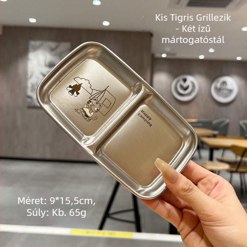 304 rozsdamentes acélból készült osztott mártásos tál, négyszögletes, grillhez és hot pot-hoz