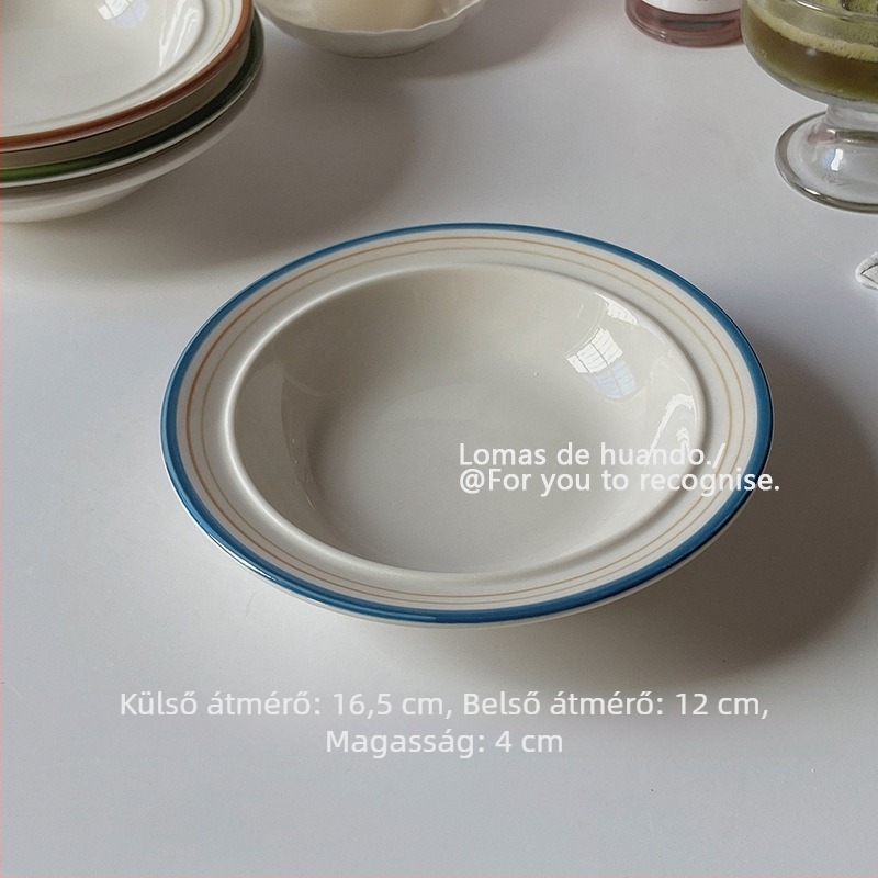Porcelán reggeliző- és desszertes tál, francia stílusú alul mázolt színvilág, retró dizájn fagylaltos tál