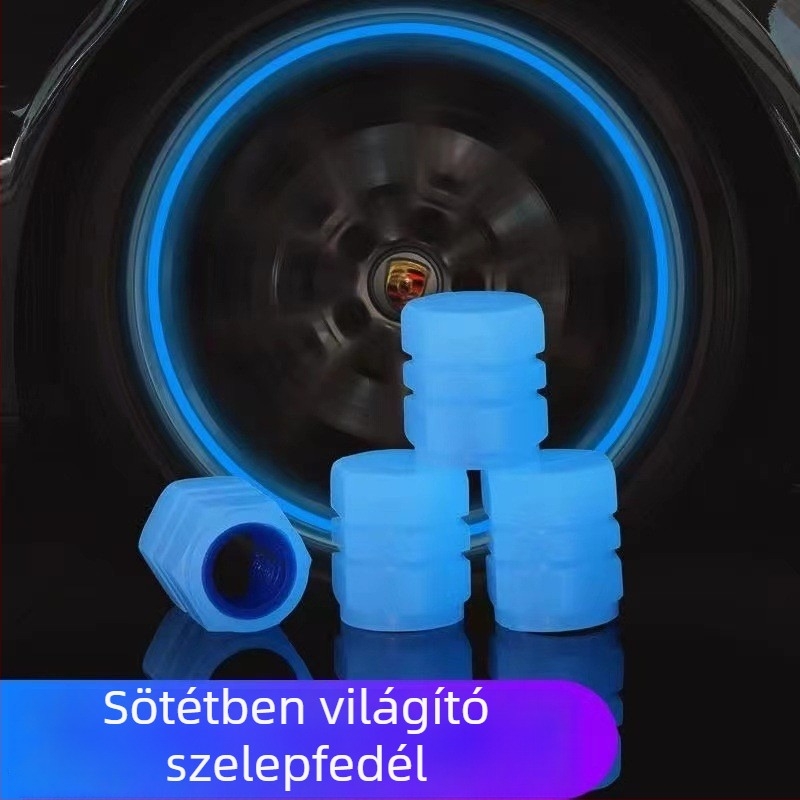Fénylő szelepsapka autóhoz, kerékpárhoz és motorkerékpárhoz