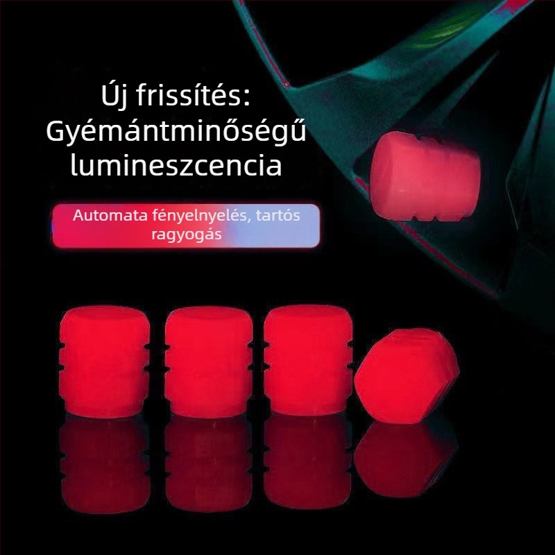 Fénylő szelepsapka autóhoz, kerékpárhoz és motorkerékpárhoz