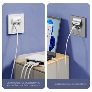 TEP 86-típusú falra szerelhető Cat6/Cat7 Ethernet hálózati panel – otthon és tárgyaló