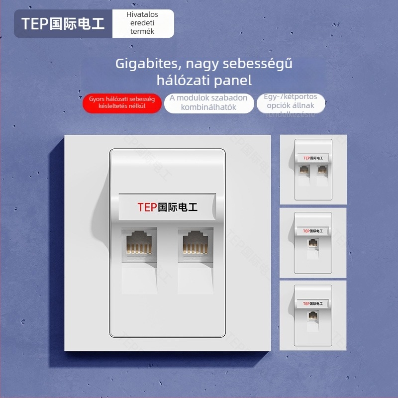 TEP 86-típusú falra szerelhető Cat6/Cat7 Ethernet hálózati panel – otthon és tárgyaló