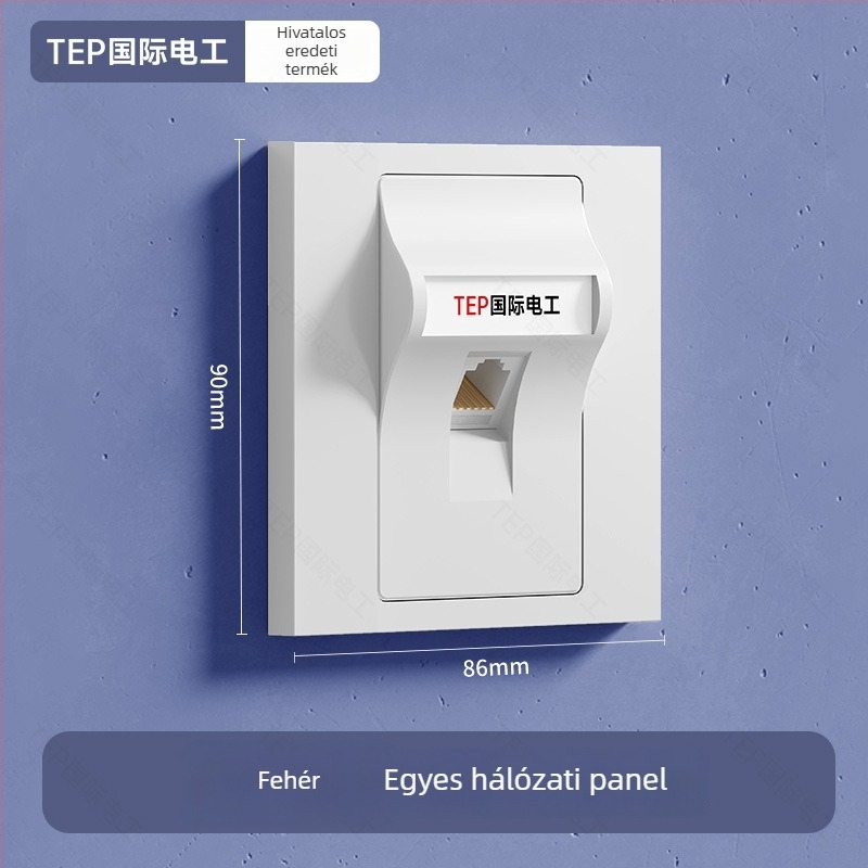 TEP 86-típusú falra szerelhető Cat6/Cat7 Ethernet hálózati panel – otthon és tárgyaló