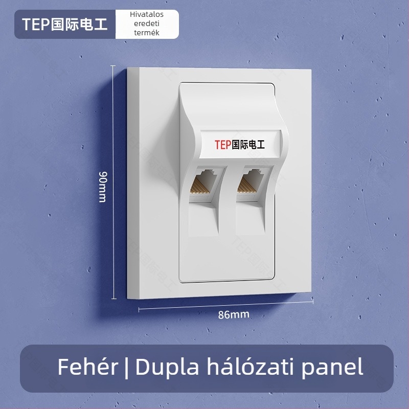 TEP 86-típusú falra szerelhető Cat6/Cat7 Ethernet hálózati panel – otthon és tárgyaló