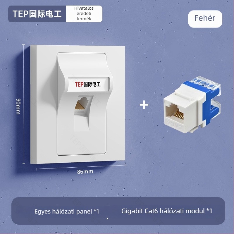 TEP 86-típusú falra szerelhető Cat6/Cat7 Ethernet hálózati panel – otthon és tárgyaló