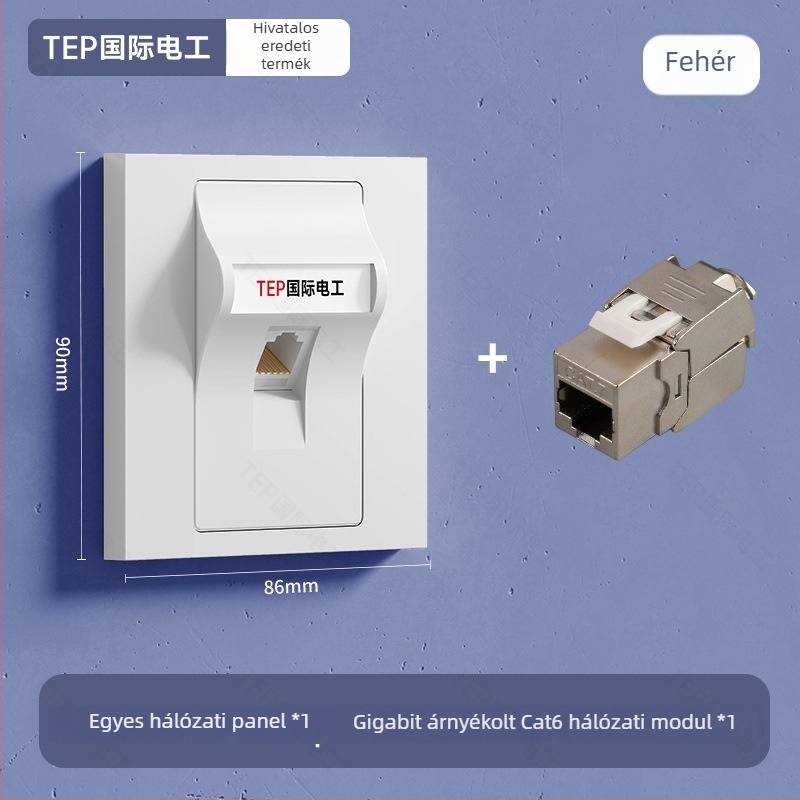 TEP 86-típusú falra szerelhető Cat6/Cat7 Ethernet hálózati panel – otthon és tárgyaló