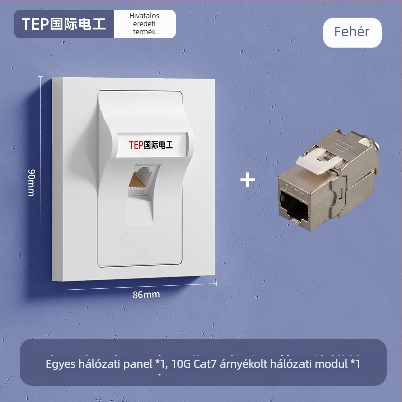 TEP 86-típusú falra szerelhető Cat6/Cat7 Ethernet hálózati panel – otthon és tárgyaló