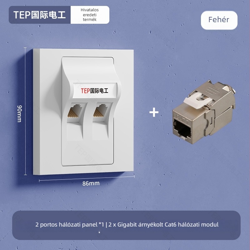 TEP 86-típusú falra szerelhető Cat6/Cat7 Ethernet hálózati panel – otthon és tárgyaló