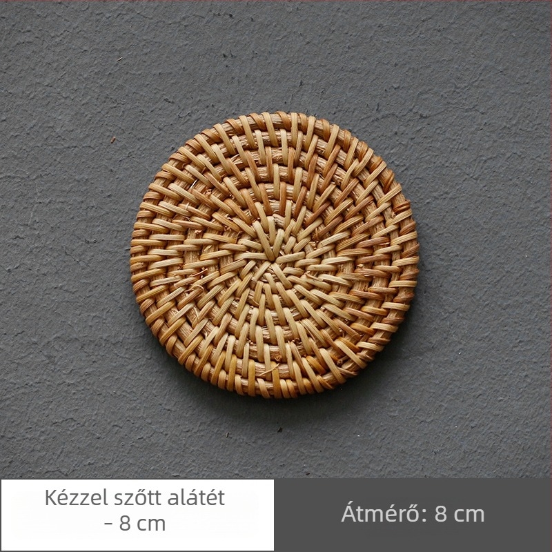 Rattan teáskészlet poháralátétekkel, teáskanna- és teáscsészealátétekkel