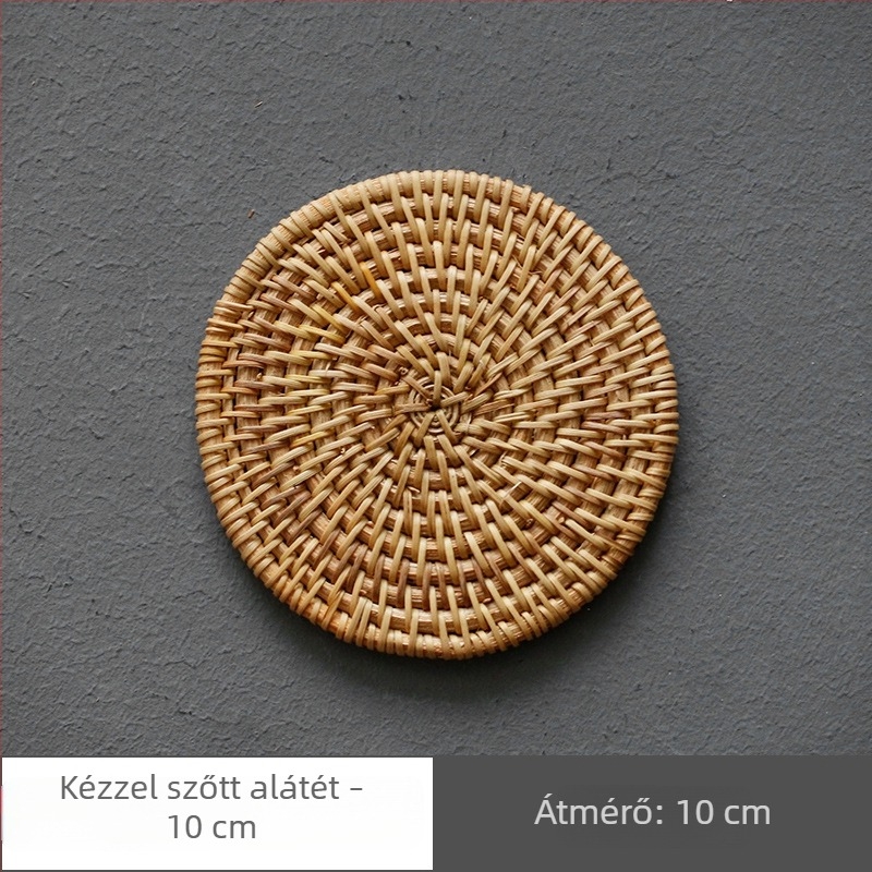 Rattan teáskészlet poháralátétekkel, teáskanna- és teáscsészealátétekkel