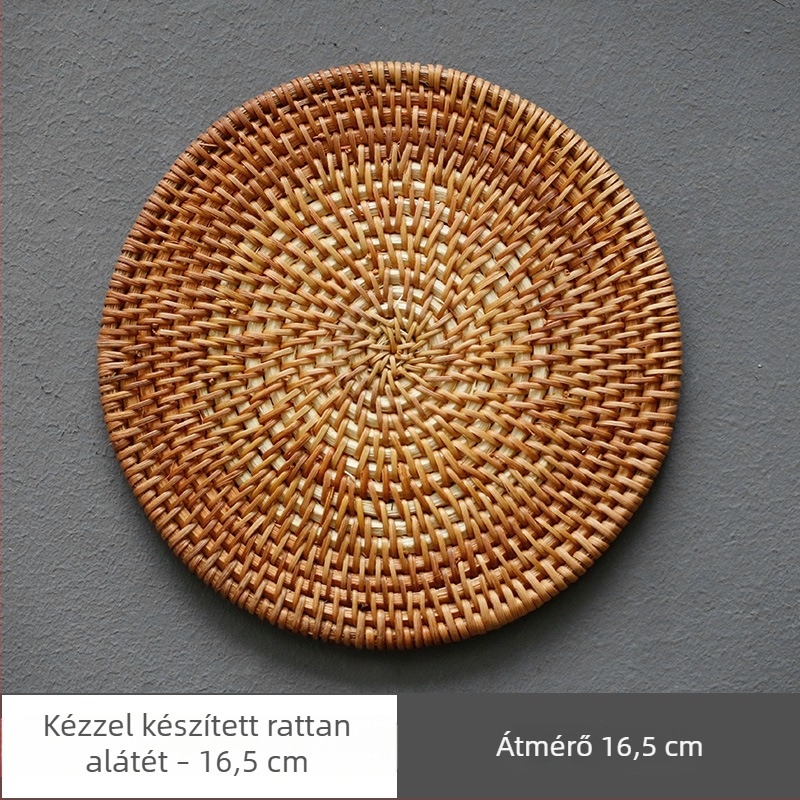 Rattan teáskészlet poháralátétekkel, teáskanna- és teáscsészealátétekkel