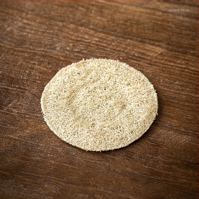 Luffa anyagú teáskanna és teáscsésze alátét – nedvszívó és hőszigetelő teás készlet kiegészítő