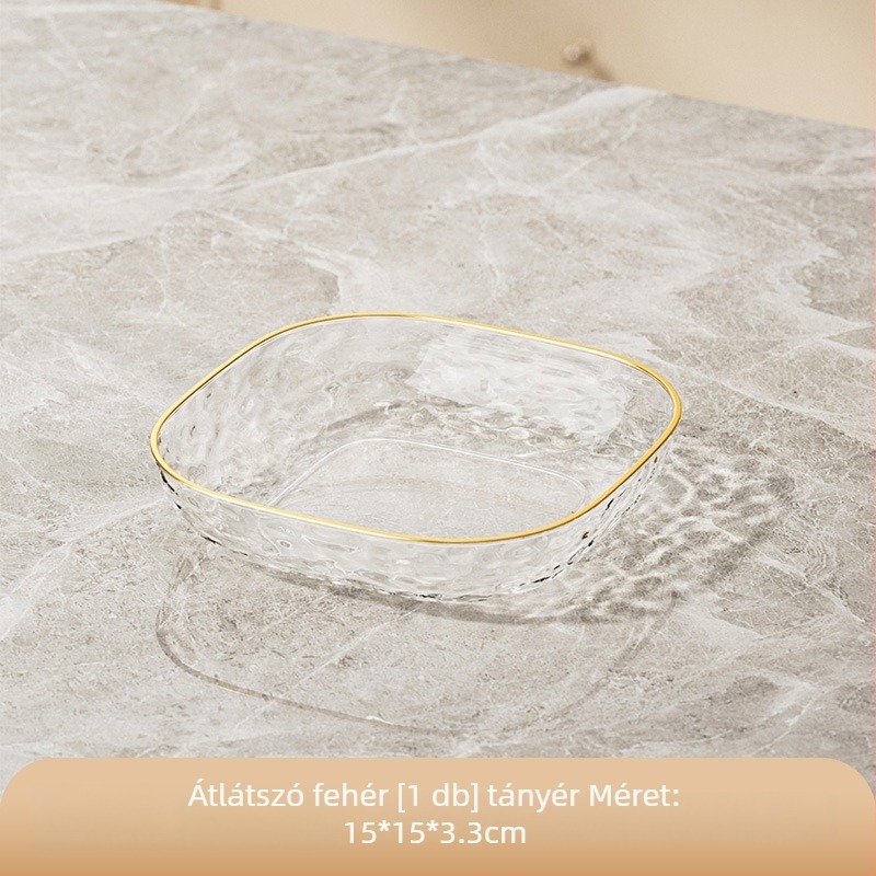Élelmiszerbiztonságú műanyag négyszögletes gyümölcs- és desszerttál, vízhullám-mintázattal