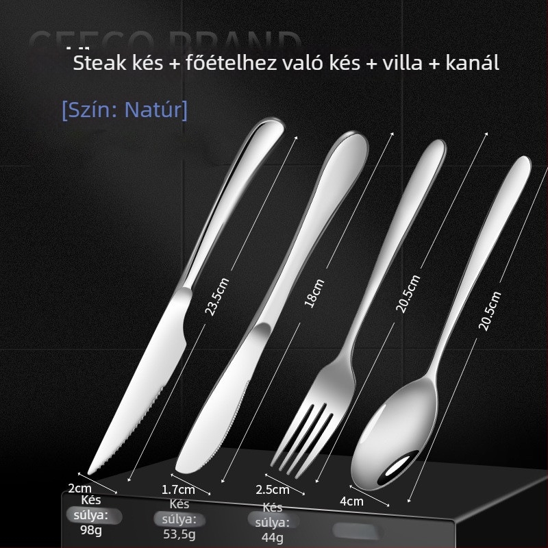 316 rozsdamentes acélból készült, európai stílusú étkészlet: kés, steakkés, villák és kanalak – otthoni használatra, nyugati étkezéshez