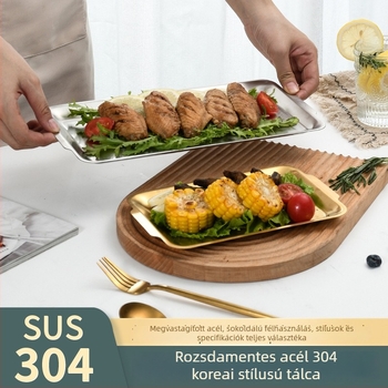 304 rozsdamentes acélból készült négyszögletes tál, koreai stílusú vastagított éttermi tál sushihoz és nassoláshoz