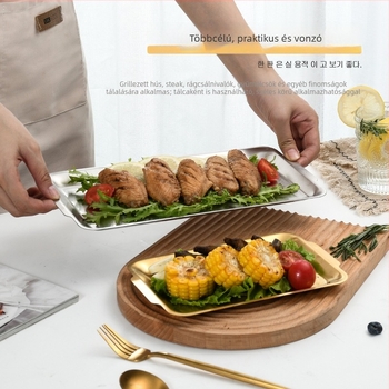 304 rozsdamentes acélból készült négyszögletes tál, koreai stílusú vastagított éttermi tál sushihoz és nassoláshoz