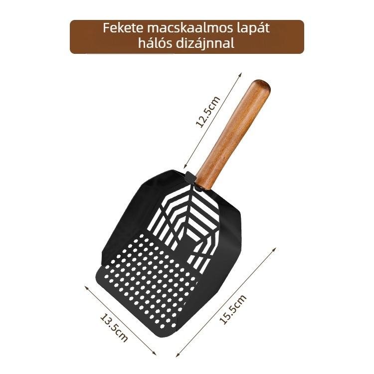 Rozsdamentes acél macskaalomkanál, nagy méretű, fin lyukú kialakítással, tofu-alomhoz és kevert alomhoz