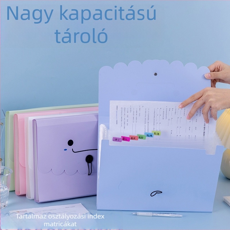 A4-es több rekeszű akordeon mappa, nagy kapacitású dokumentumok rendezője