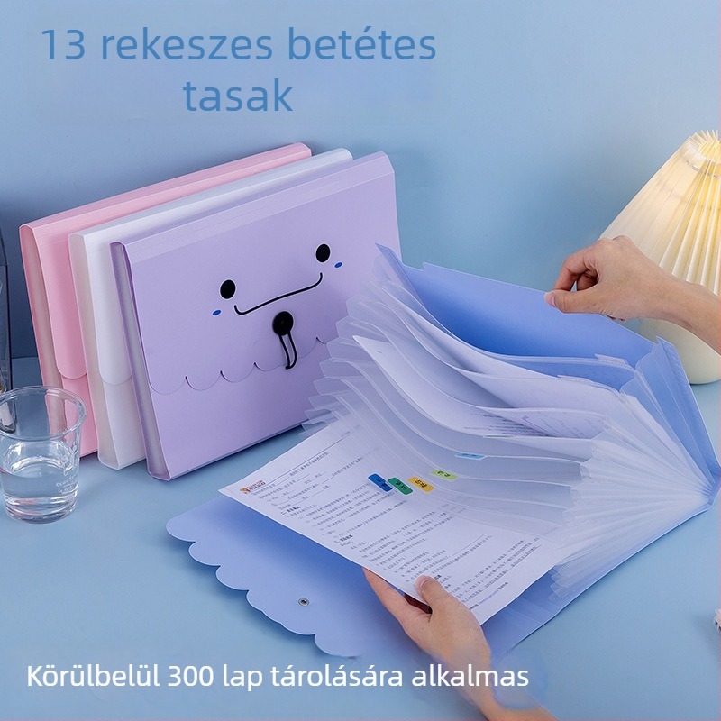 A4-es több rekeszű akordeon mappa, nagy kapacitású dokumentumok rendezője