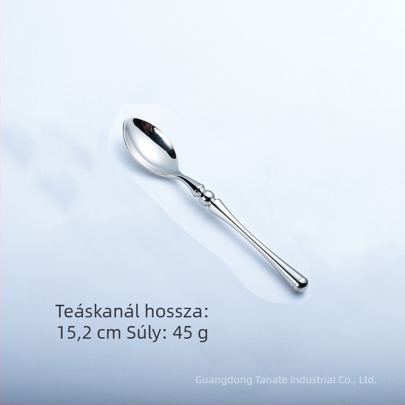 304-es rozsdamentes acélból készült evőeszköz-készlet kerek fogantyúval, tükrös felülettel, retro stílusban — steak kés, villa és kanál