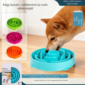 Kutyáknak szánt tál virágos középpontú dizájnnal, lassú etetéshez