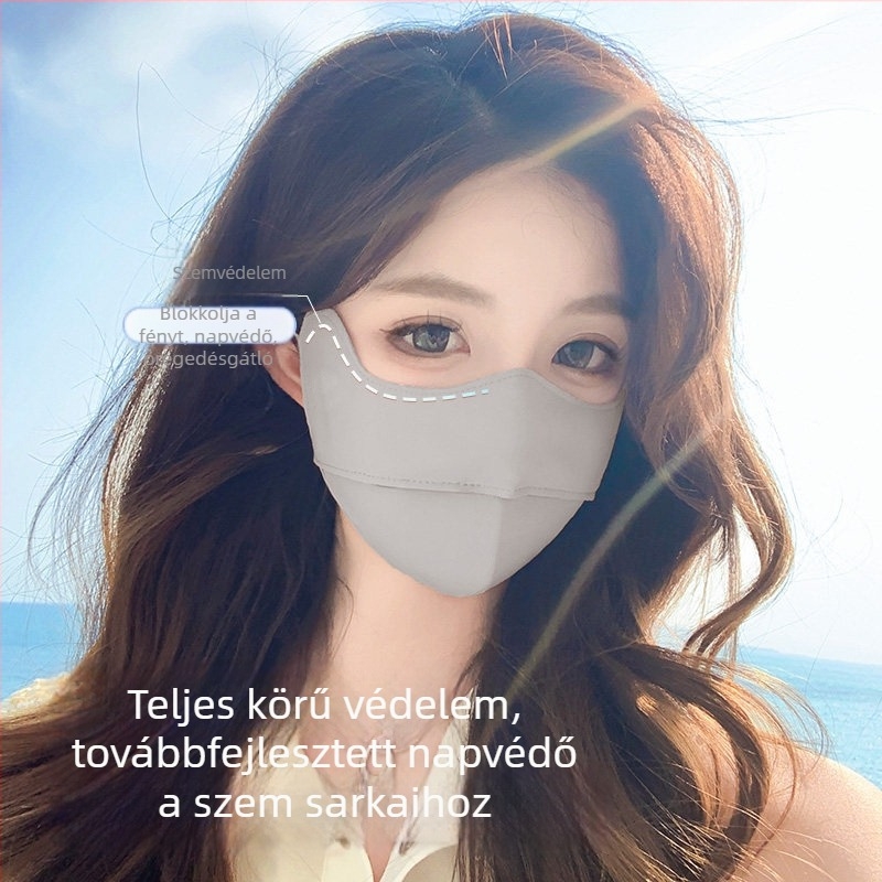 Női nyári napvédő arcmaszk UV-szemvédővel, lélegző Ice Silk arcmaszk kültéri kerékpározáshoz