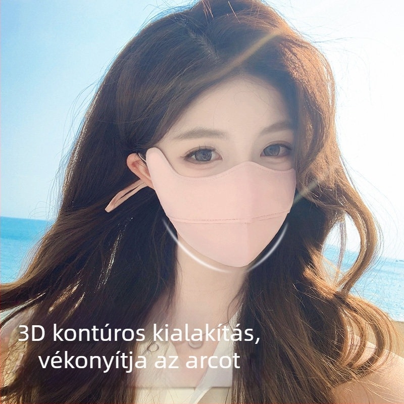 Női nyári napvédő arcmaszk UV-szemvédővel, lélegző Ice Silk arcmaszk kültéri kerékpározáshoz