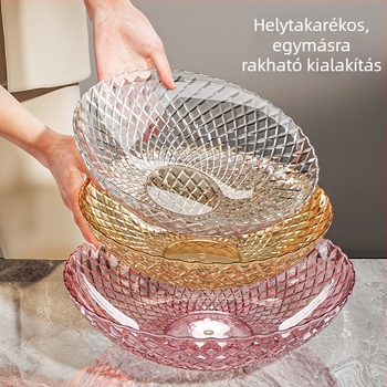 Átlátszó gyümölcstál – könnyed luxus stílusban, ideális a nappaliba, gyümölcsök és nassolnivalók tálalására
