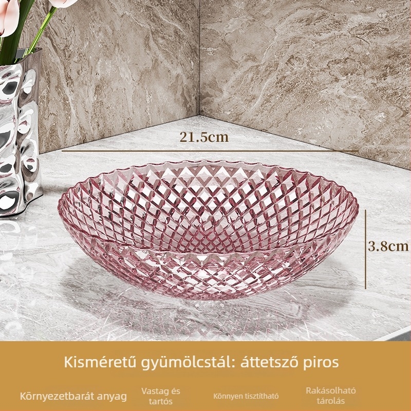 Átlátszó gyümölcstál – könnyed luxus stílusban, ideális a nappaliba, gyümölcsök és nassolnivalók tálalására