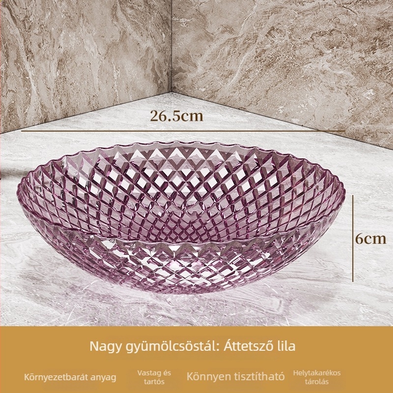 Átlátszó gyümölcstál – könnyed luxus stílusban, ideális a nappaliba, gyümölcsök és nassolnivalók tálalására