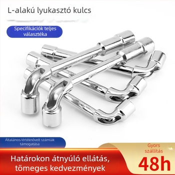 L-alakú csőkulcs, 7-formájú dupla fejű hajlított cső, perforált külső hatszög, maró csőkulcs