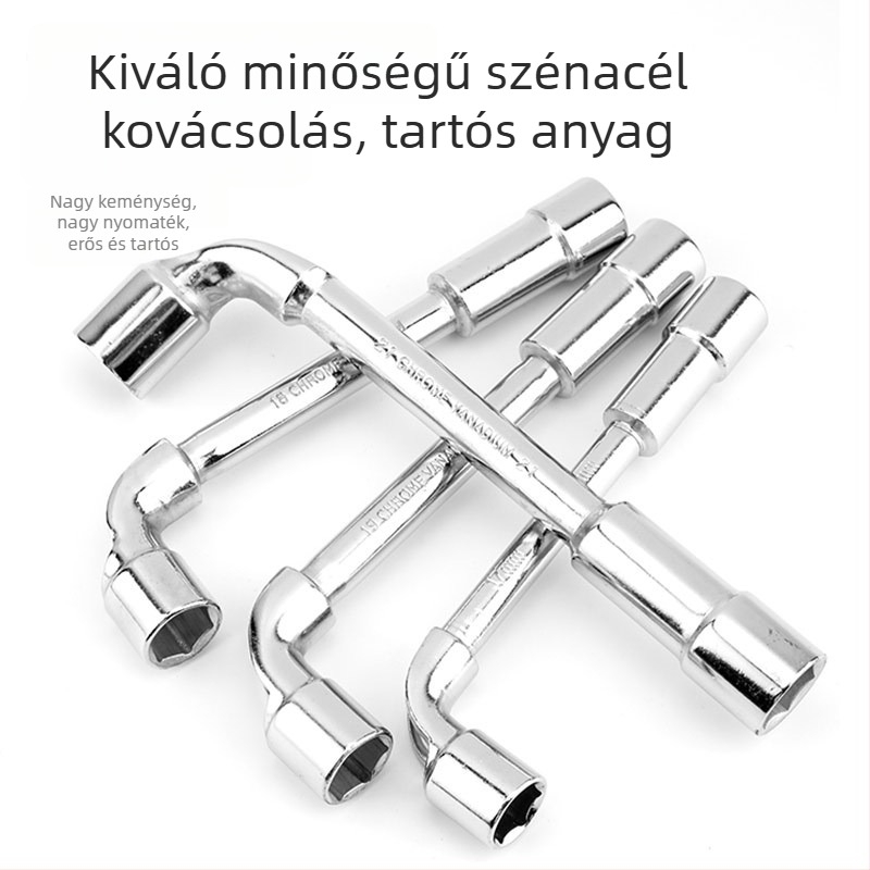 L-alakú csőkulcs, 7-formájú dupla fejű hajlított cső, perforált külső hatszög, maró csőkulcs