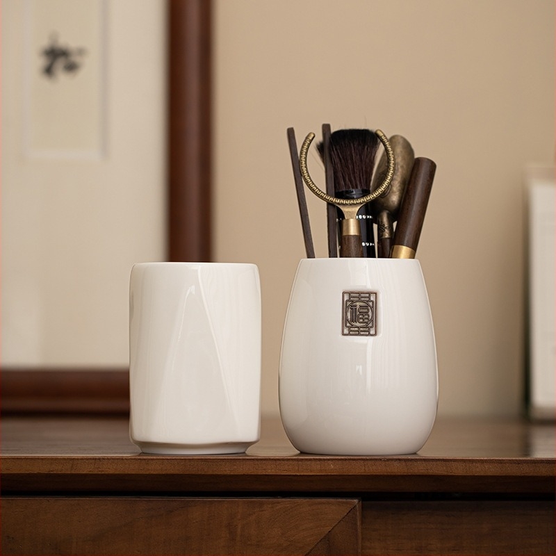 Hat úriember teaceremónia készlet nefrit porcelánból — teás tű, teáskanál, teaclipsz, teás toll és extra tű