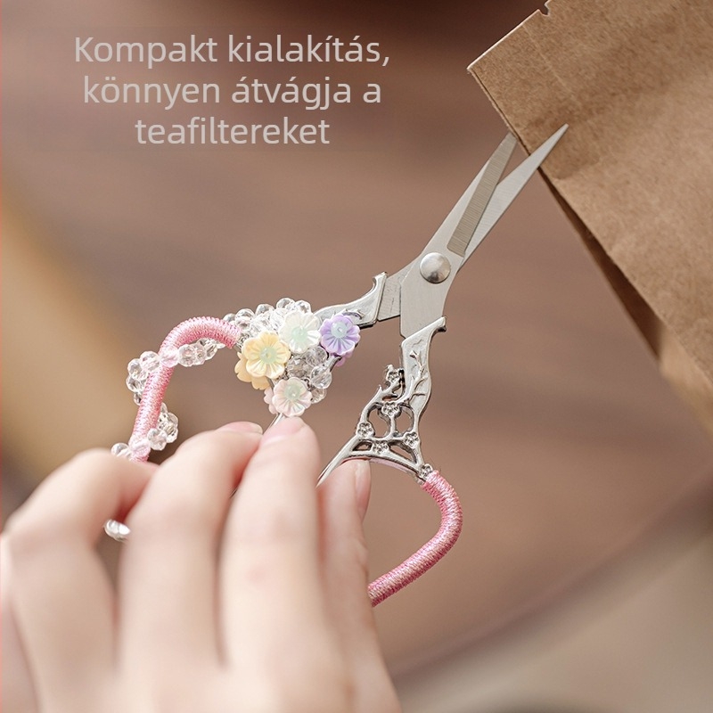 Női teásolló, kifinomult retro stílus, alkalmas teafilterekhez, rozsdamentes acélból, kínai stílusú tea-kiegészítő