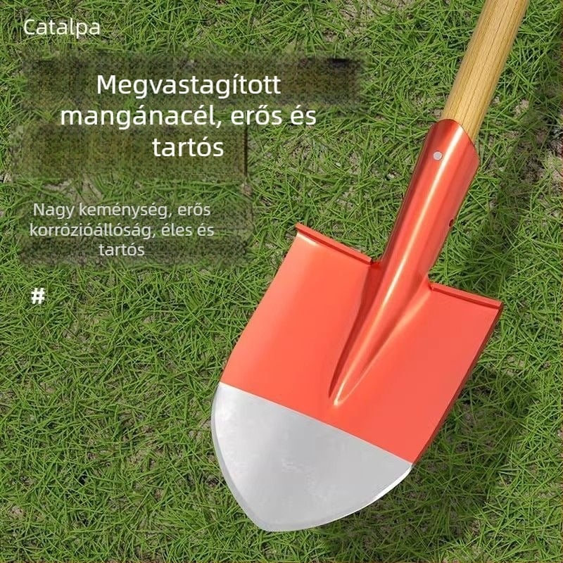 Mangán acélból készült ásó talajmunkához, háztartási használatra, hóeltakarításra, síkfejű négyzetes ásó építőipari és mezőgazdasági célokra
