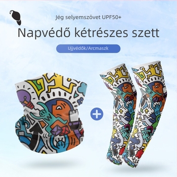 Kerékpáros arcmaszk UV védelemmel, Ice Silk fejkendő és ujjvédők külső tevékenységekhez: kerékpározás, horgászat, vezetés