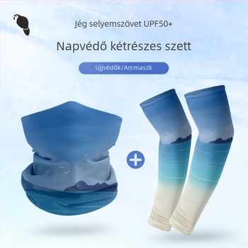Kerékpáros arcmaszk UV védelemmel, Ice Silk fejkendő és ujjvédők külső tevékenységekhez: kerékpározás, horgászat, vezetés
