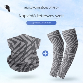 Kerékpáros arcmaszk UV védelemmel, Ice Silk fejkendő és ujjvédők külső tevékenységekhez: kerékpározás, horgászat, vezetés