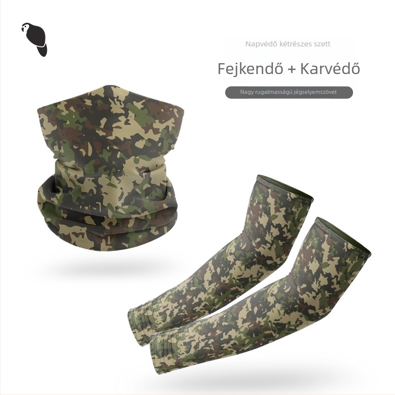 Kerékpáros arcmaszk UV védelemmel, Ice Silk fejkendő és ujjvédők külső tevékenységekhez: kerékpározás, horgászat, vezetés
