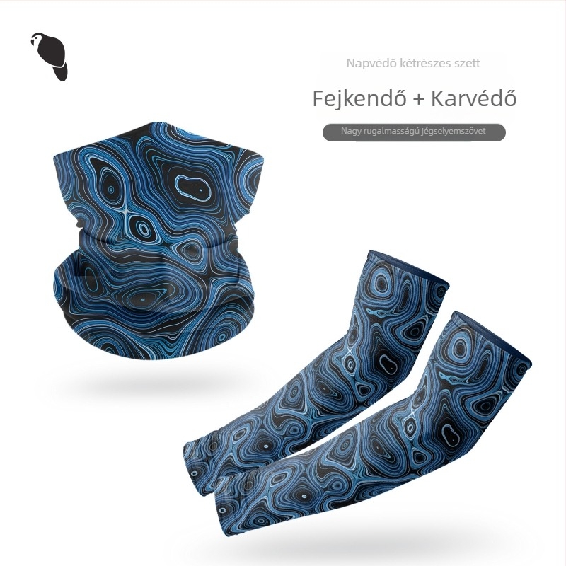 Kerékpáros arcmaszk UV védelemmel, Ice Silk fejkendő és ujjvédők külső tevékenységekhez: kerékpározás, horgászat, vezetés