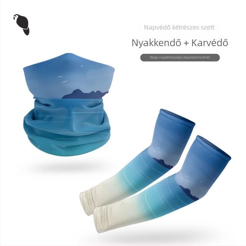 Kerékpáros arcmaszk UV védelemmel, Ice Silk fejkendő és ujjvédők külső tevékenységekhez: kerékpározás, horgászat, vezetés