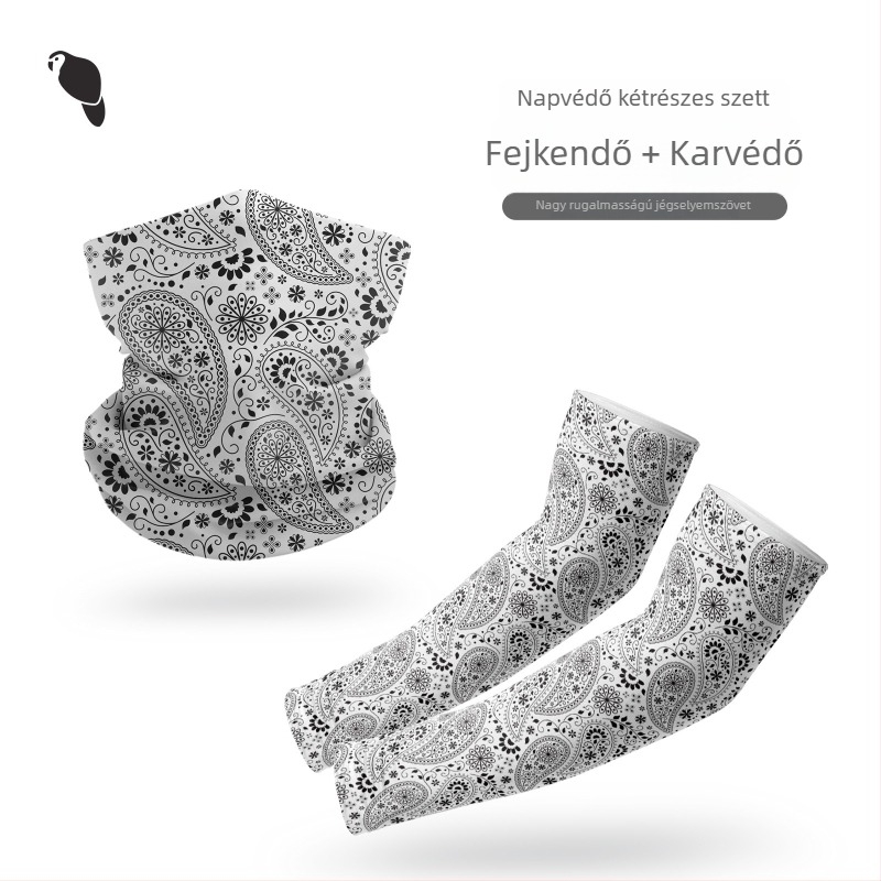 Kerékpáros arcmaszk UV védelemmel, Ice Silk fejkendő és ujjvédők külső tevékenységekhez: kerékpározás, horgászat, vezetés