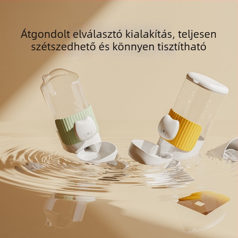 Automata etető- és itató rendszer kutyáknak, függő macskatartóval és függő etetőtálakkal