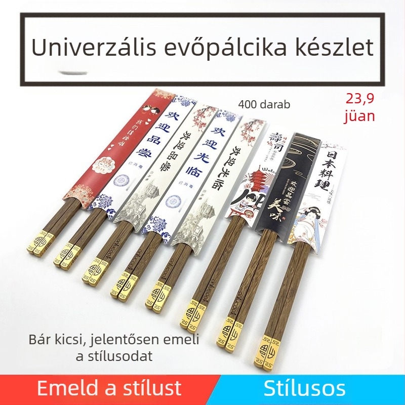 Logóval ellátott egyszer használatos kraftpapírból készült pálcikafedél japán konyhához