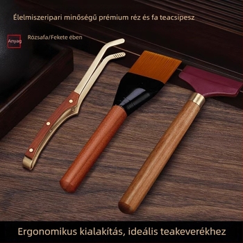Háromrészes teklipsz készlet Kung-Fu tea ceremóniához - fa teklipszek, teacsipesz, kefék és vízkaparók