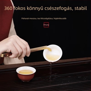 Háromrészes teklipsz készlet Kung-Fu tea ceremóniához - fa teklipszek, teacsipesz, kefék és vízkaparók