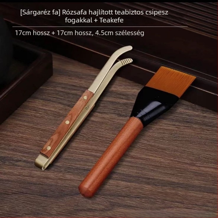 Háromrészes teklipsz készlet Kung-Fu tea ceremóniához - fa teklipszek, teacsipesz, kefék és vízkaparók