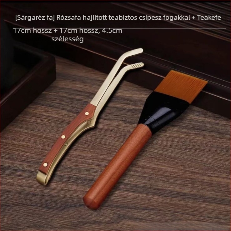 Háromrészes teklipsz készlet Kung-Fu tea ceremóniához - fa teklipszek, teacsipesz, kefék és vízkaparók