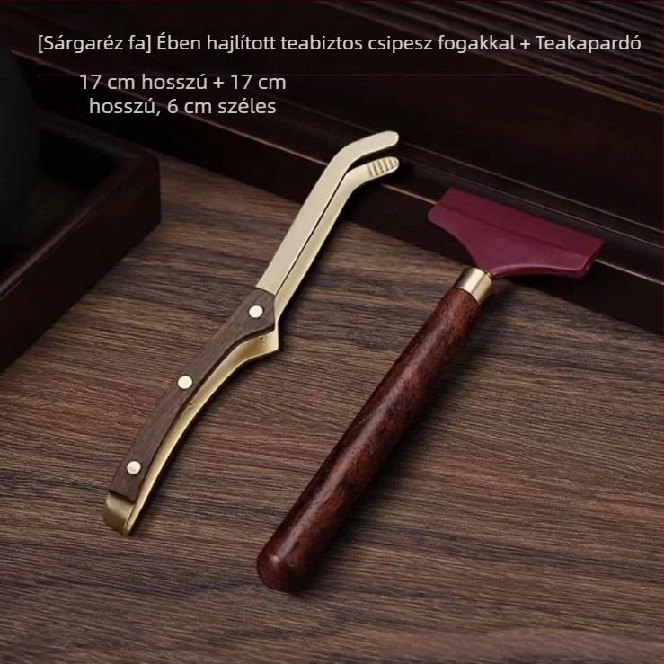 Háromrészes teklipsz készlet Kung-Fu tea ceremóniához - fa teklipszek, teacsipesz, kefék és vízkaparók